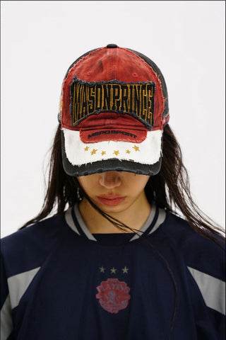 [MASONPRINCE] Distressed Patch Baseball Cap