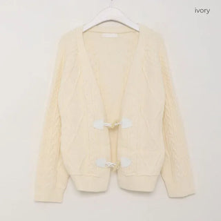 Cropped duffel knit cardigan