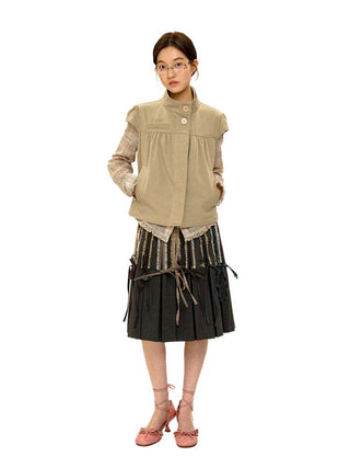 [Moromoro2] Puff Sleeve A-Line Short  Jacket
