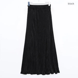 Pleated banded long skirt