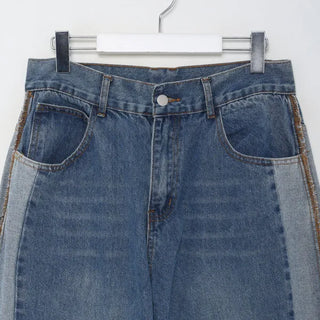 Side-colored denim pants