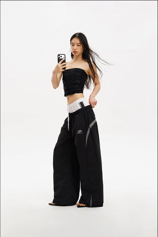 [MASONPRINCE] Deconstructed Wide Leg Track Pants