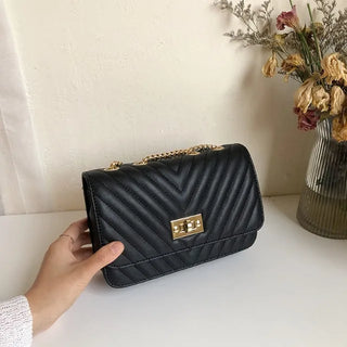 V-Quilted Mini Square Chain Bag