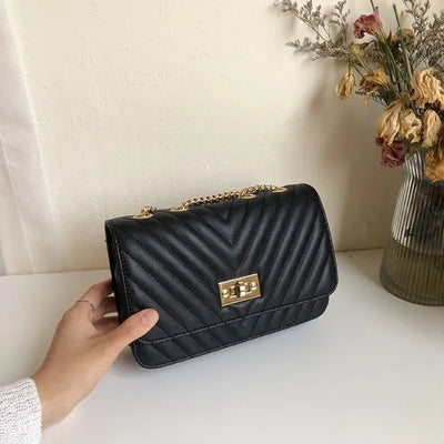 V-Quilted Mini Square Chain Bag