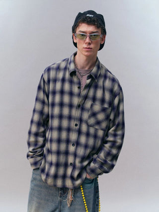 [Monterest] Oversized Yarn-Dyed Plaid Shirt