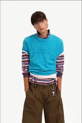 [MASONPRINCE] Mirror Logo Print Slim Fit T-Shirt