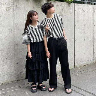 Frilled tiered long skirt