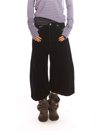 [NeverSeez] Flocked Cropped Wide Leg Jeans