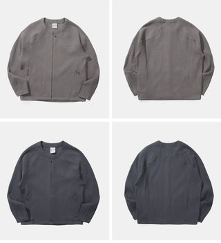 [Monterest] Waffle Knit Zip-Up Cardigan Jacket