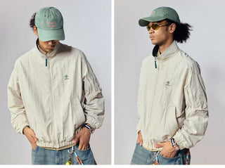 [Monterest] Water-Resistant Contrast Collar Zip Jacket