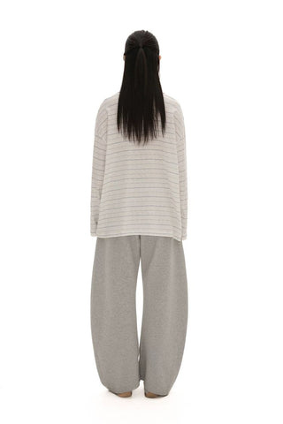 [Moromoro2] Striped Polo Long Sleeve Tee with Star  Buttons