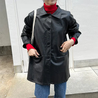 Long leather jacket