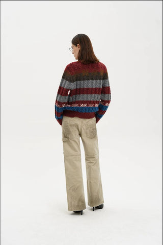 [MASONPRINCE] Fair Isle Cable Knit Wool Blend Cardigan