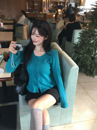 Perforated Cotton Cardigan