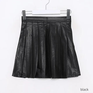Leather pleated skirt
