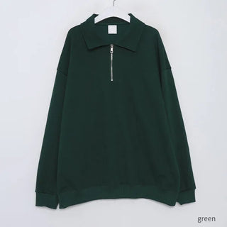 Oversized Half-Zip Color Sweatshirt