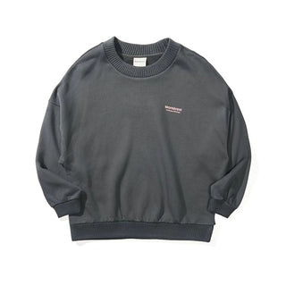 [Monterest] Fleece-Lined Logo Print Crewneck Sweatshirt