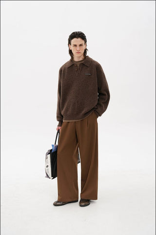 [MASONPRINCE] Wool Textured Mosaic Polo Collar Sweater