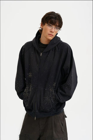 [MASONPRINCE] Firework Rhinestone Hoodie Set