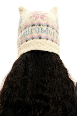 [Moromoro2] Fair Isle Mohair Cat Ear Hat