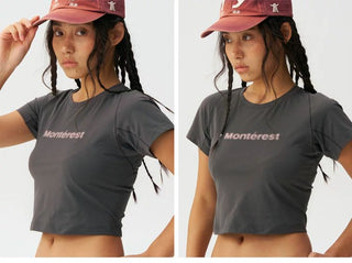 [Monterest] Quick-Dry Slim Fit Crop Logo Tee