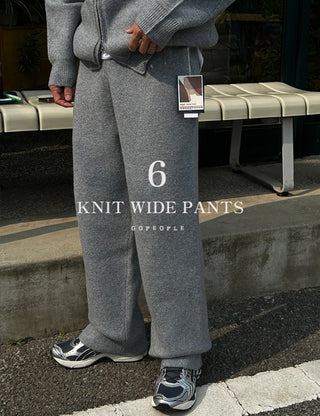 Six knit wide pants (soft fabric)