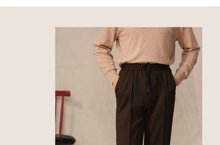 [CULTUM] Knitted Drawstring Straight Pants