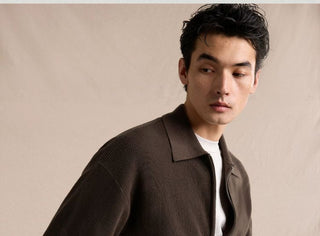 [CULTUM] Cotton Knit Zip-Up Collar Cardigan