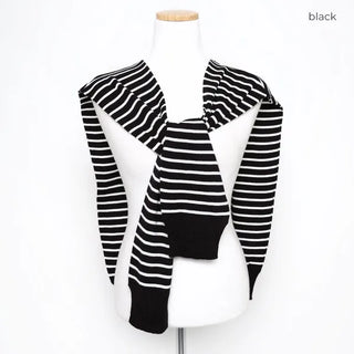 Striped faux shoulder knit