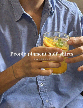 Pigment short-sleeve shirt (cotton fabric)