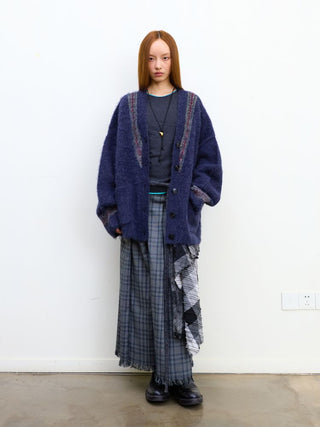 [NeverSeez] Two-Tone Jacquard Knit Cardigan