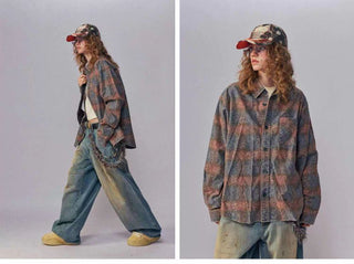 [Monterest] Washed Brushed Plaid Flannel Shirt