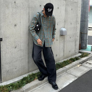 Unisex checkered long-sleeved shirt