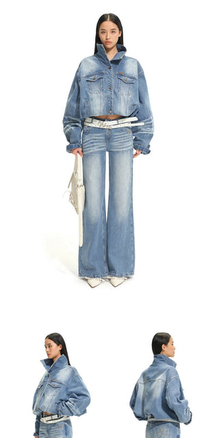 [NOTAWEAR] Washed Denim Cropped Jacket