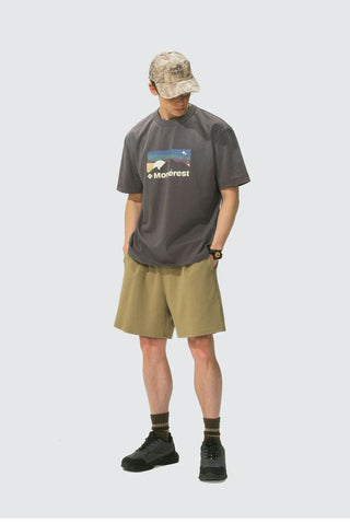 [Monterest] Washed Distressed Mountain Print T-Shirt
