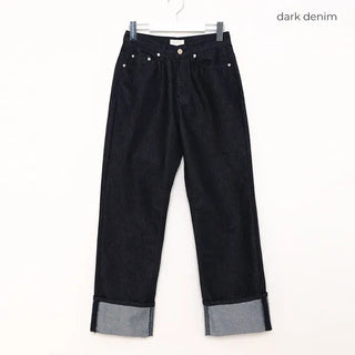 Roll-up low-rise denim pants