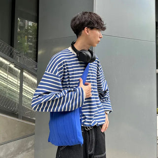 Two-tone striped long-sleeved T-shirt