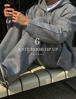 Six knit zip-up hoodie (soft fabric)