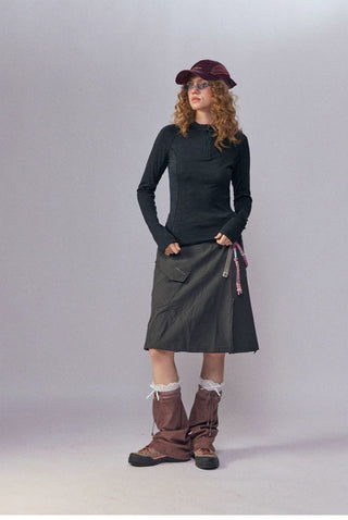 [Monterest] Fleece-Lined Half-Zip Long Sleeve Tee