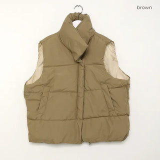 High-neck oversized down vest