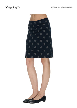 [NECY] Corduroy Dot Straight Skirt