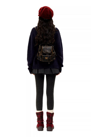 [Moromoro2] Snowman Contrast Stitch Knit  Sweater