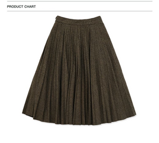 [Moromoro2] Houndstooth Wool Blend Pleated  Skirt