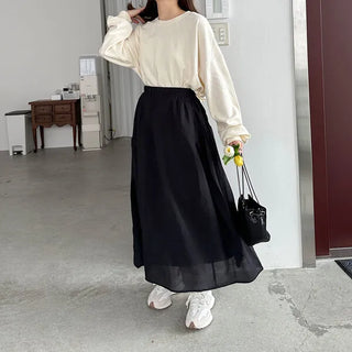 Shirred long skirt