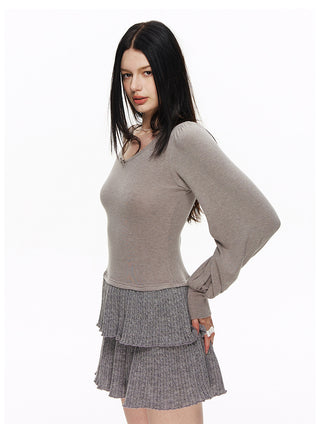 [NECY] Muted Romantic Bow Patchwork Dress