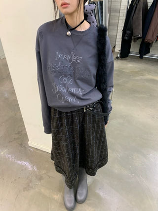 NEVERSEEZ Distressed Patch Embroidered Sweatshirt