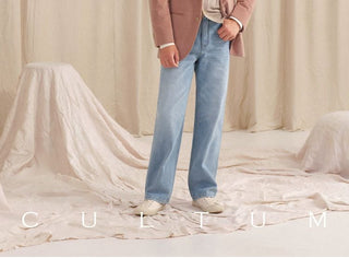 [CULTUM] Vintage Washed Straight Leg Jeans