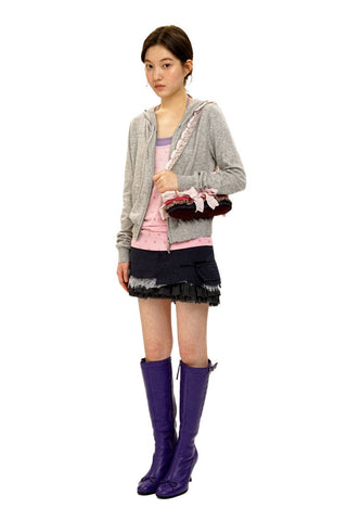 [Moromoro2] Hand-Crocheted Ruffle Bow Underarm  Bag