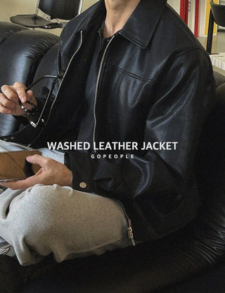 Dead Washed Leather Jacket (3 colors, L~XL)