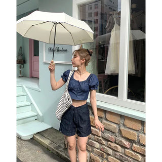 Short denim pants